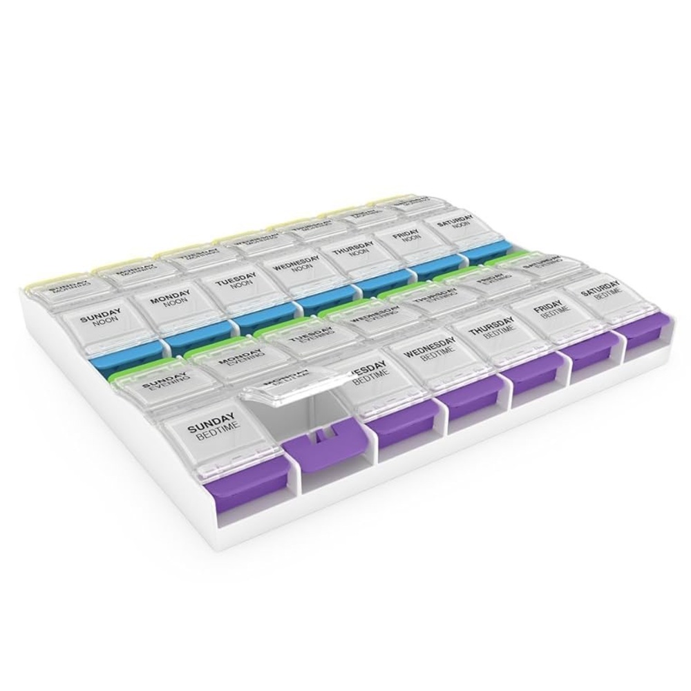 Ezy Dose Weekly 7 days Medication Pill Medicine Organizer Large font Push Button